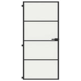 Interior Door Slim Black 93x201.5 cm Tempered Glass&Aluminium 155121