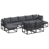 Garden Sofa Set with Cushion 9 pcs Black Aluminium 3378912