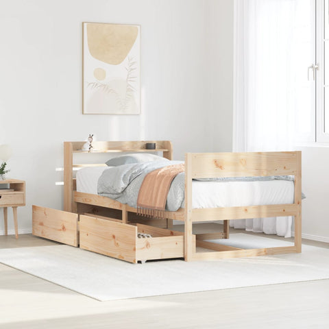 ZNTS Bed Frame without Mattress 75x190 cm Small Single Solid Wood Pine 3307146