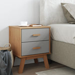 ZNTS Bedside Cabinet OLDEN Grey and Brown Solid Wood Pine 358583