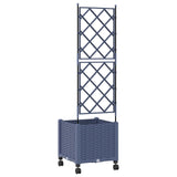 Garden Planter with Trellis&Wheels Grey 40 x 40 x 149 cm PP 3422941