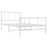 Metal Bed Frame without Mattress with Footboard White 107x203cm 352543