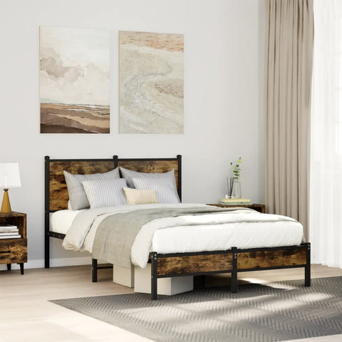 Metal Bed Frame without Mattress Smoked Oak 120x200 cm 4007812