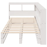 ZNTS Bookcase Bed without Mattress White 100x200cm Solid Wood Pine 3324506