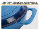 Cast iron 6QT cooking pot - Gradient blue - Includes two silicone gloves - Enamel pot 85024210