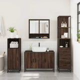 3 Piece Bathroom Furniture Set Brown Oak Engineered Wood 3301164