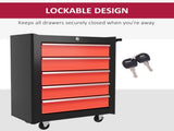 5-Drawer Tool Chest with Wheels, Steel Lockable Tool Storage Cabinet with Handle, 2 Keys for Garage, T3398P341239