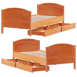 Bed Frame without Mattress Wax Brown 90x190 cm Single Solid Wood Pine 3301811