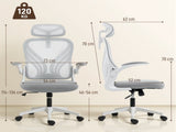 Ergonomic Office Chair with Foldable Backrest, 2D Headrest - Light Grey T3398P555092