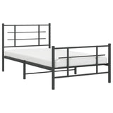 Metal Bed Frame without Mattress with Footboard Black 100x190cm 355573