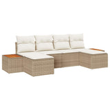 Garden Sofa Set with Cushion 6 pcs Beige and Cream Poly Rattan 3356811