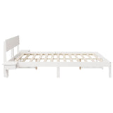 Bed Frame with Headboard White 200 x 200 cm Solid Pine Wood 3385749