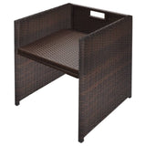 5 Piece Outdoor Dining Set with Cushions Poly Rattan Brown 42600