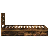 Bed Frame Smoked Oak 100 x 200 cm Solid Pine Wood 3411780