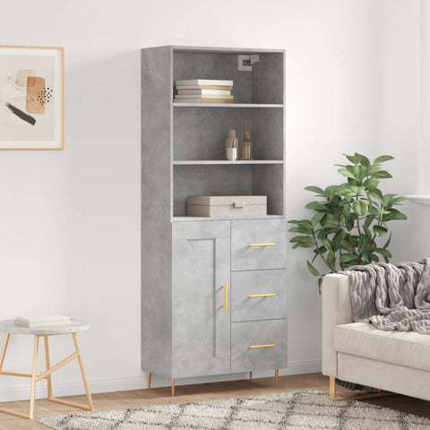 Highboard Concrete Grey 69.5x34x180 cm Engineered Wood 3190009