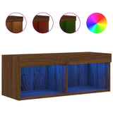 TV Cabinet with LED Lights Brown Oak 80x30x30 cm 837153