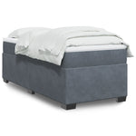 ZNTS Box Spring Bed with Mattress Dark Grey 90x200 cm Velvet 3285258