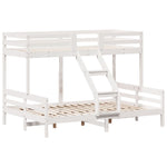 ZNTS Bunk Bed without Mattress 90x200/140x200 cm White Solid Wood 3207174