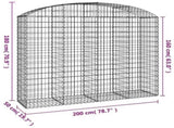 Arched Gabion Basket 200x50x160/180 cm Galvanised Iron 153478