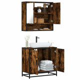 2 Piece Bathroom Furniture Set Smoked Oak Engineered Wood 3300917