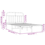 Bed Frame White Powder-Coated Steel Double Bed Frame 352625