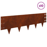 Lawn Edging 10 pcs 100 x 30 cm Steel Rusty 8008641