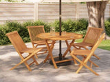 5 Piece Folding Garden Bistro Set Natural Solid Teak Wood 3434121