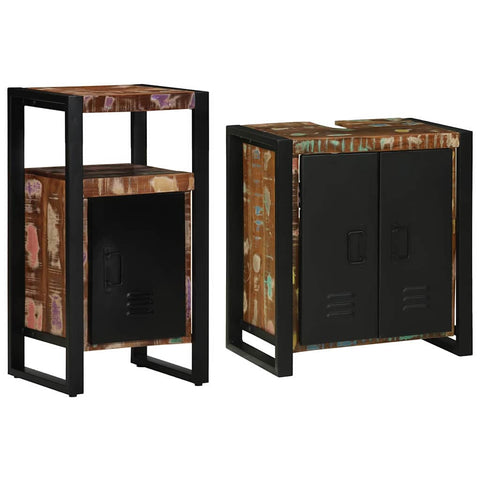 Bathroom Furniture Set 2 pcs Brown Solid reclaimed wood 3305601