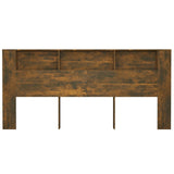 Headboard Cabinet Smoked oak Engineered wood 220x18.5x104.5 cm 817282