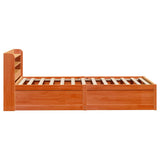 Bed Frame with Headboard Wax Brown 100x200 cm Solid Wood Pine 3307091