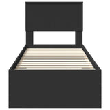 Bed Frame Black and Silver 75 x 190 cm Engineered Wood 3410959