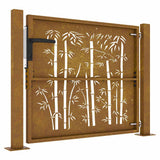 Garden Gate 100x100 cm Corten Steel Bamboo Design 153239
