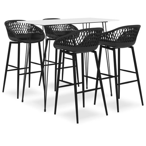 5 Piece Bar Set White and Black 3057403