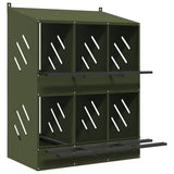 Chicken Nesting Box with 6 Compartments Olive Green Metal 864351