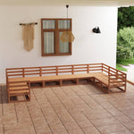 ZNTS 10 Piece Garden Lounge Set Solid Pinewood 3076272