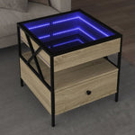 ZNTS Coffee Table with Infinity LED Sonoma Oak 50x50x51 cm 847713