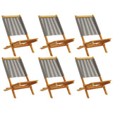 Folding Garden Chairs 6 pcs Grey Solid Wood Acacia 3214632