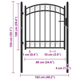 Fence Gate EMMEN with Arched Top Steel 100x86 cm Black 146368