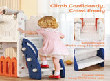 7 in 1 Toddler Slide Set with Basketball Hoop, Climbing Frame, Telescope, Drawing Board, Storage T3398P549474
