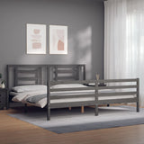 Bed Frame without Mattress Grey 200x200 cm Solid Wood 3194723