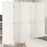 Room Divider 5 Panels White Solid Wood Paulownia 358837