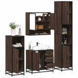 4 Piece Bathroom Furniture Set Brown Oak Engineered Wood 3301229