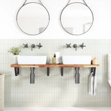 Basin Shelf Wall Mounted Steel and Solid Wood Acacia 3302755