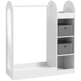 Kids Clothes Rail with Storage Shelf, Boxes, Mirror for Bedroom, Nursery, White T3398P379025
