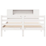 ZNTS Bookcase Bed without Mattress White 135x190 cm Double Solid Wood Pine 3322198