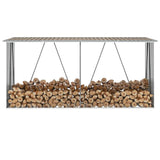 ZNTS Garden Log Storage Shed Galvanised Steel 330x84x152 cm Brown 47084