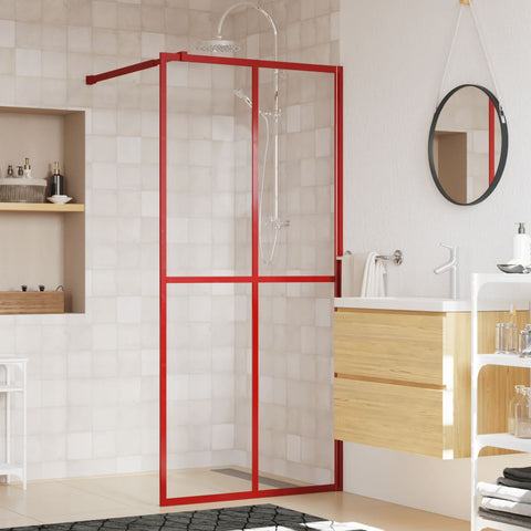 Walk-in Shower Wall with Clear ESG Glass Red 100x195 cm 154946