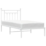 Metal Bed Frame without Mattress with Headboard White 90x190cm 353578