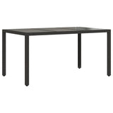 Garden Table with Glass Top Black 150x90x75 cm Poly Rattan 365531