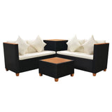4 Piece Garden Lounge Set with Cushions Poly Rattan Black 43007